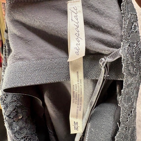 Y2K Aeropostale Lace Trim Sequin Cami Tank Top Womens Size M Gray Long Layering - Picture 5 of 10